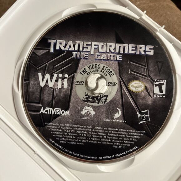 Transformers: The Game (Nintendo Wii, 2007) Rated TEEN No Manual - Picture 3 of 4